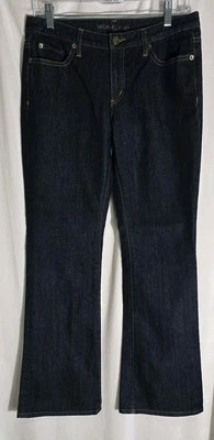 Pantalones de mezclilla para mujer MICHAEL KORS azul oscuro logotipo dorado corte bota retro Y2K Foto 1 de 4