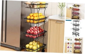 Fruit Basket Kitchen Pantry Organizers and Storage - 4 Tier 4-tier Black - Picture 1 of 7