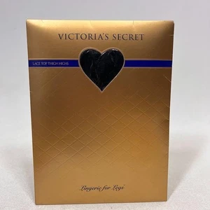 Victoria's Secret Overknee-Strümpfe Damen Medium schwarz Spitze Top Dessous Strumpfwaren - Bild 1 von 5