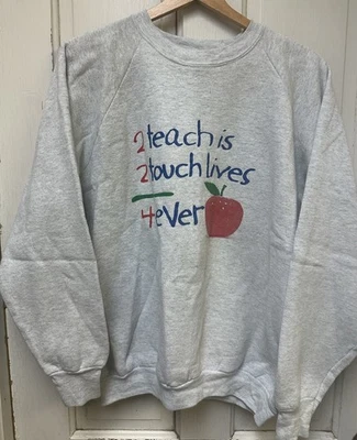 Vintage Teacher Crew Sweatshirt Fruit of the Loom Made in USA Gray Size XL - Image 1 of 4