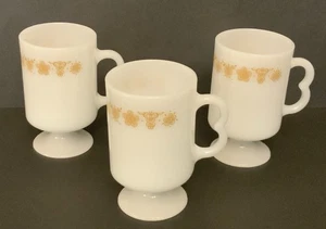 Pyrex Butterfly Gold Pedestal Mugs Lot of 3 - Picture 1 of 3