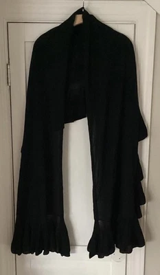 NWT Magaschoni 100% Cotton Ruffled Long Scarf Black 27x94” - Image 1 of 4