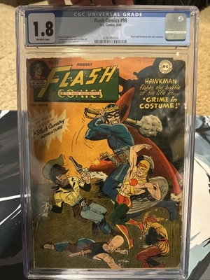 DC FLASH COMICS 98 CGC 1.8 1948 GOLDEN AGE HAWKMAN NEW COSTUME JOE KUBERT COVER - Image 1 of 4