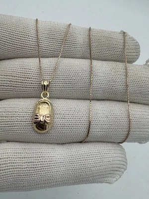 Однотонная золотая детская обувь розовый бант подвеска с ожерелье из розового золота - Изображение 1 из 4