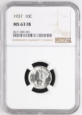 1937 Mercury Dime NGC MS-63 FB - Image 1 of 2