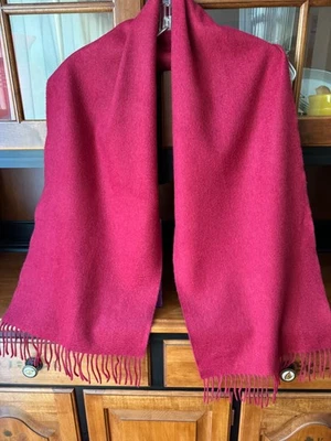 NEW $239  BRORA SCOTLAND 100% CASHMERE FRINGED SCARF 60" x 12" GARNET RED - Image 1 of 4