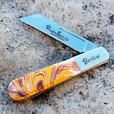 BEAR & SON CUTLERY USA FALL PUMPKIN SPICE MICRO PEARL LARGE BARLOW KNIFE