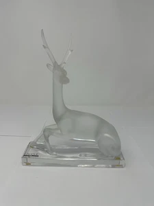 Lalique France "Cerf" Hirsch Fig. 11630 klare mattierte Kristallskulptur mit BOX - Bild 1 von 12
