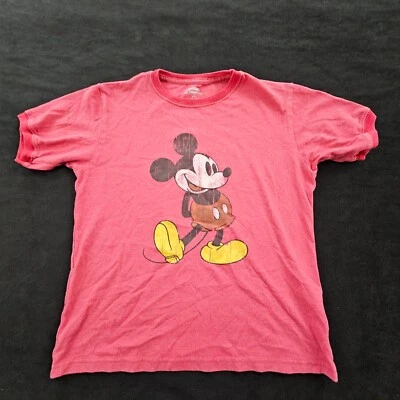 Camiseta Mickey Mouse Disney World Roja Manga Corta Mezcla de Algodón Timbre Niños L Foto 1 de 4