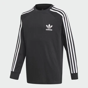 adidas Originals YOUTH sz XL Black/White 3-Stripes Crew-Neck Long Sleeve T-Shirt - Picture 1 of 6