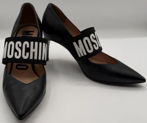 Moschino Milano Women's Size 7.5 Black Leather Stiletto Pumps - Picture 1 of 24
