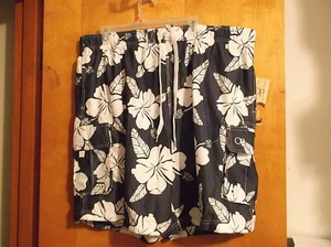 NUOVO BAULE DA BAGNO UOMO "OP" BIANCO E GRIGIO con elastico in vita e cordino - Foto 1 di 3