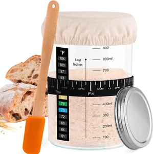 Sourdough Starter Jar Kit, Sourdough Starter Jar with Thermometer, Scraper - Picture 1 of 13