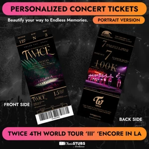 TWICE 4TH WORLD TOUR 'III' ENCORE - Custom K-Pop Concert Tickets - Picture 1 of 6