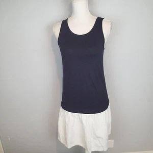 Theory cotton Blend navy blue white Dress Size p sleeveless - Picture 1 of 12