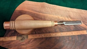 Timber Frame Wood Chisel 1 1/2 Inch with Hand Turned 8" American Ash Handle - Picture 1 of 4