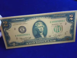 2 DOLLARI BANCONOTA IN ORO REALIZZATA IN PURA FOGLIA D'ORO 24 KT - Foto 1 di 2