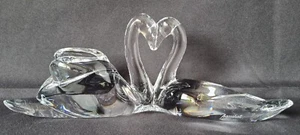 Presse-Papier en Cristal BACCARAT Figurine Cœur Deux Cygnes Amoureux Swan Love - Imagen 1 de 24