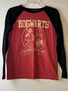 Harry Potter Hogwarts Long Sleeve Tshirt Sz L Youth Red & Black - Picture 1 of 5