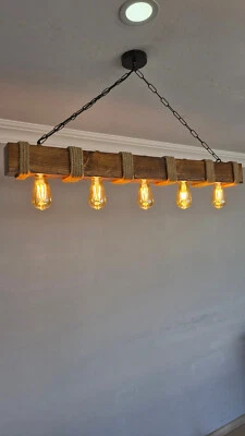 Lámpara de iluminación rústica de viga de madera para mesa de comedor e isla de cocina, bar Foto 1 de 4