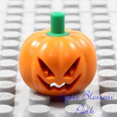 LEGO Orange PUMPKIN MINIFIG HEAD Halloween Scarecrow Monster Jack-O-Lantern Gear - Image 1 of 4