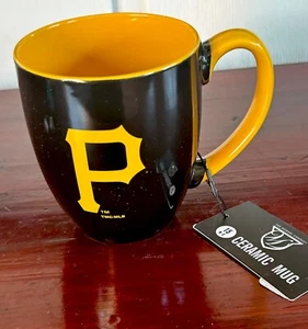 Pittsburgh Pirates Ceramic Coffee Mug The Memory Company 15 Oz Black W/ Yellow - Picture 1 of 10