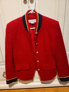 Norton McNaughton Military Jacket Blazer Womens Size 10 Red Gold Black Cuffs - Picture 1 of 8