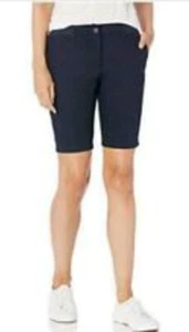 Izod navy blue school uniform Stretch Bermuda shorts adjustable size 14 reg Nwt - Picture 1 of 8