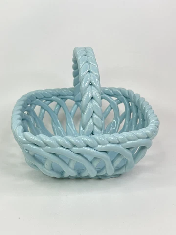 Graceβs Pantry Robins Egg Blue Ceramic Lattice Basket Cover