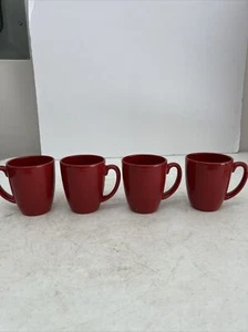CORELLE COORDINATES BURGUNDY SET OF 4 STONEWARE MUGS - Picture 1 of 9