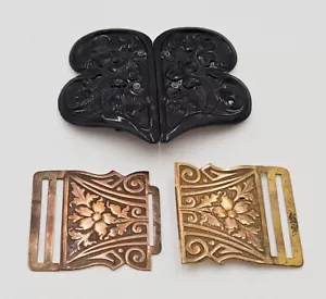 Womens Belt Buckles Vintage Clip Together Plastic and Metal Lot of Two - Picture 1 of 4