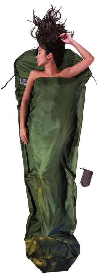 Cocoon 100% Silk Mummy Sleeping Bag Liner - Dark Olive Green - Image 1 of 1