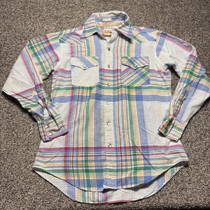 Lobo Shirt Pearl Snap Western Mens Medium Multi Plaid Western Long Sleeve * - Picture 1 of 10