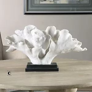 DECORACIÓN COSTERA XL 20" BLANCA HOJA FALSA CORAL PIEZA CENTRAL ESTATUA ESCULTURA 19976 - Imagen 1 de 3