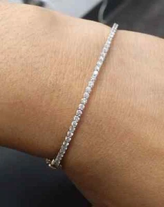 3Ct Round Cut Lab-Created Diamond Women Tennis Bracelet 14k White Gold Over 7" - Picture 1 of 3