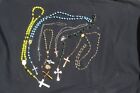 Religious Jewelry LOt Catholic Cross Rosary 10 pc Glass Metal Tiger Eye Crystal