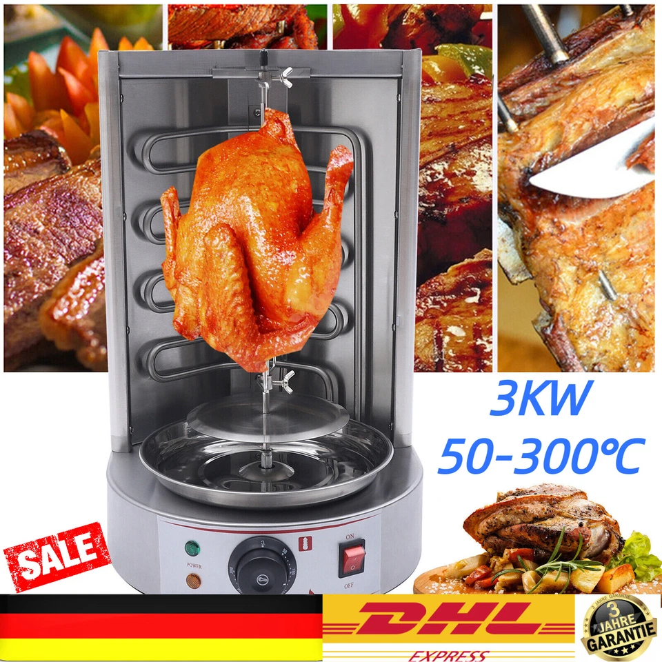 OCASAMI 3000W 2 Brenner Kebap Grill Gyrosgrill Tischgrill Elektro Dönergrill Döner DHL