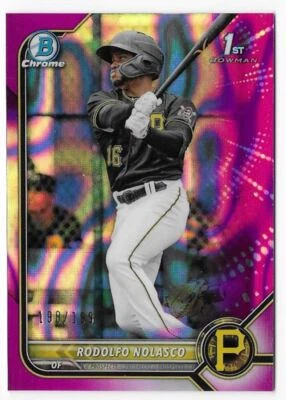 2022 Bowman Chrome Fuchsia Lava Refractor Rodolfo Nolasco /199 Pirates #BCP-69 - Image 1 of 2