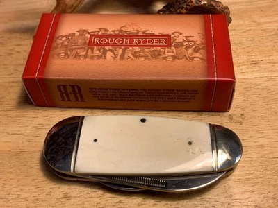 Rough Ryder White Smooth Bone Sunfish 4" Pocket Knife RR139 - Image 1 of 4