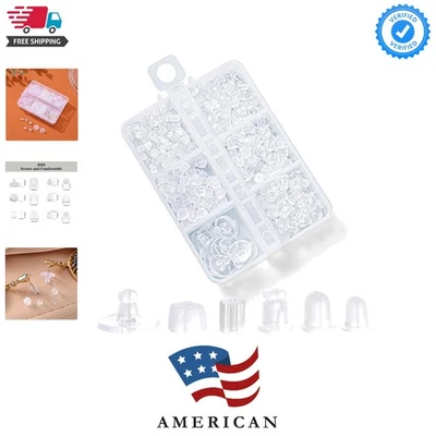 6 Estilos Respaldos de Pendientes de Silicona para Tachuelas, 600 Piezas Respaldos de Pendiente Suave Transparente H Foto 1 de 4