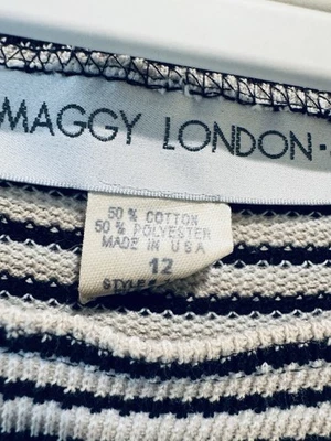 Maggy London Women's Stripe Maxi Dress Size 12 Stretch Bodycon Vintage USA - Image 1 of 4