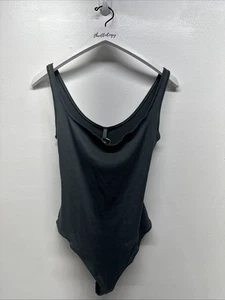 Body de algodón acanalado Skims tejido elástico sin mangas verde marino profundo nuevo talla grande - Imagen 1 de 6