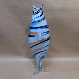 Vintage Romanian Glass Hand Blown Stand Up Fish Sculpture Figurine 14" P - Picture 1 of 8