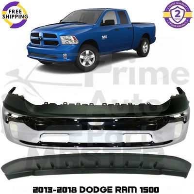Front Bumper Cover & Fog Light Assembly Kit For 2013-2018 Dodge Ram 1500 - Image 1 of 4