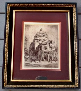 Litografía original firmada por Colin Campbell Cooper del edificio de la Ciencia Cristiana - Imagen 1 de 9