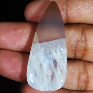 51.05 Cts 100% Natural Ice Solar Quartz Pear Cabochon Gemstone 20x47x6 mm UT116 - Picture 1 of 6