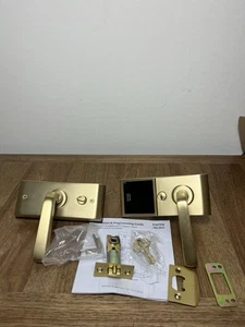 EMTEK EMTOUCH Modern Brass Door Leverset Keypad E4020 Brass Gold Finish Left Han - Picture 1 of 7
