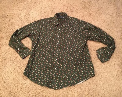 Camisa Ralph Lauren XL Delgada Verde Pato Caza Manga Larga Con Botones Foto 1 de 2