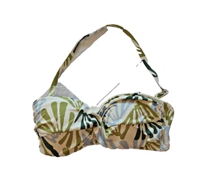 M&S UK 8 Green Mix Non Wired Stay New Chlorine Resist UPF 50+ Bandeau Bikini Top - Picture 1 of 3