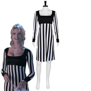 Costume The Mask Tina Cosplay Tina Carlyle nero bianco vestito a quadri a righe  - Foto 1 di 8